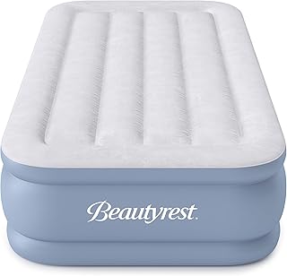 Hi-Loft Twin Size Air Mattress with Vertical Beam Construction, Edge Support, External Pump and Puncture Resistant Vinyl for Guests and Camping