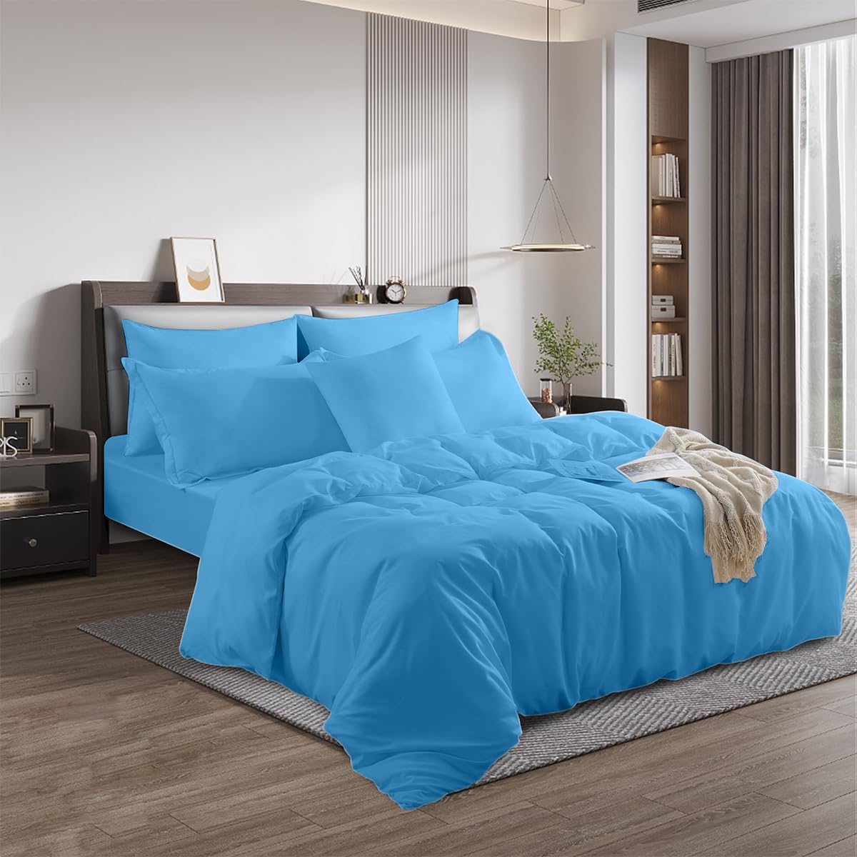 Rohi Blue Rohi® Non-Iron Double Duvet Cover Set – 180Tc Polycotton Percale Duvet Cover With 2 Pillow Cases (Sky )