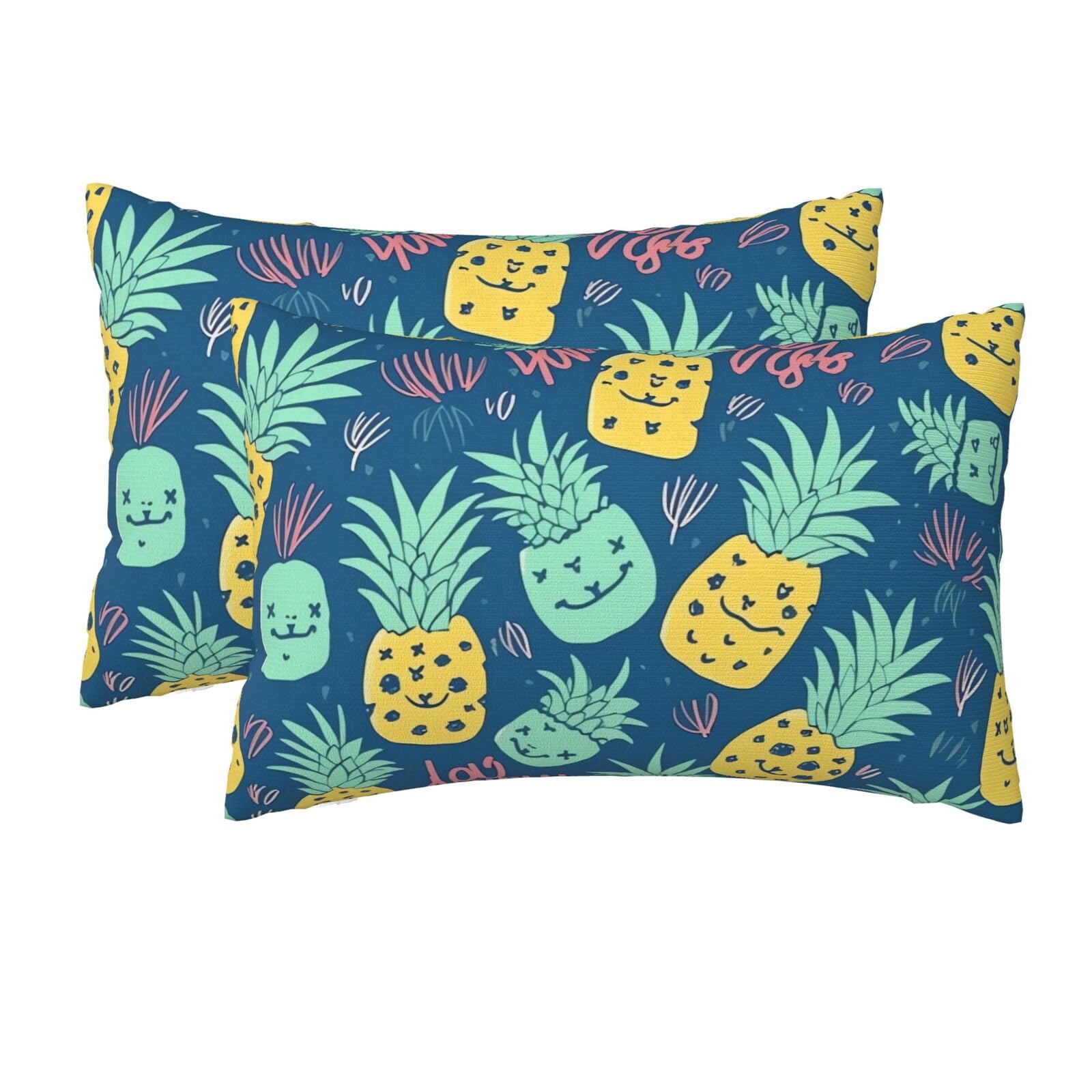 2 Pack Queen Size Pillow Cases for Hair and Skin Soft Breathable Pillow Case Covers with Hidden Zipper Cute Pineapple Pattern Pillowcase 20x30 Inches Pillow Cover for Sleeping Gift