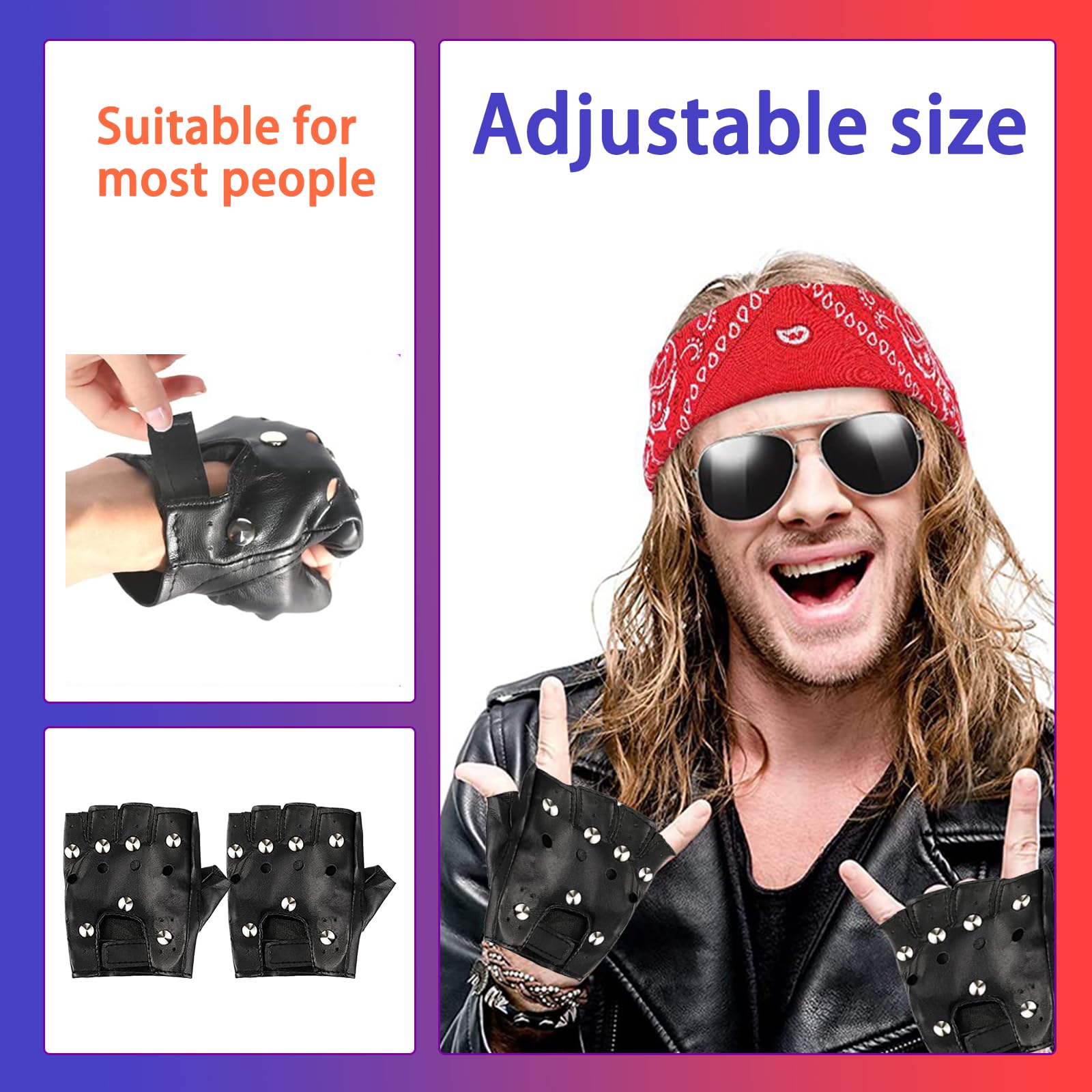 Katslyn 9 Pieces Rock Star Fancy Dress Costumes - Image 4