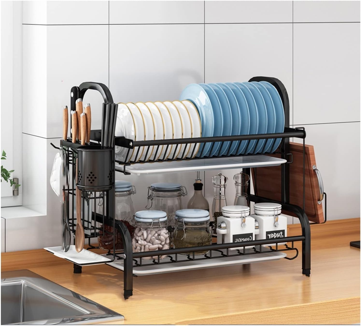 Dish Drying Rack 304 Stainless Steel Dish Storage Rack, Kitchen Dish Drainer Dish Rack, Dish Storage Rack, Dish Drying Rack Organizer Dish Racks for Kitchen Counter(C)