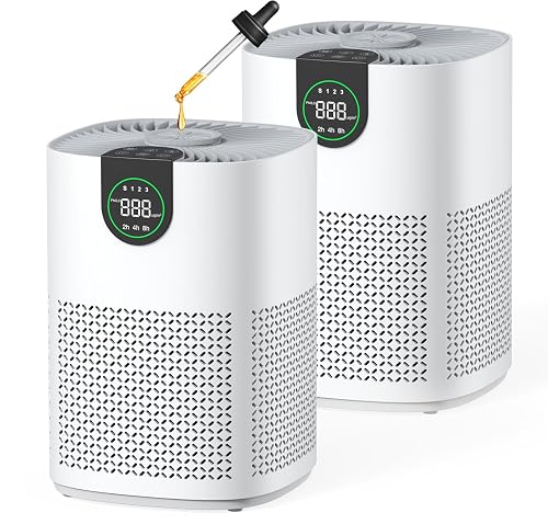 VEWIOR 2 Pack Air Purifiers with Washable Pre-Filter 1200ft²