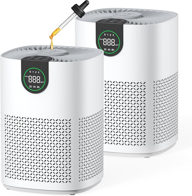 VEWIOR 2 Pack Air Purifiers with Washable Filter for Home Up to 1200ft²