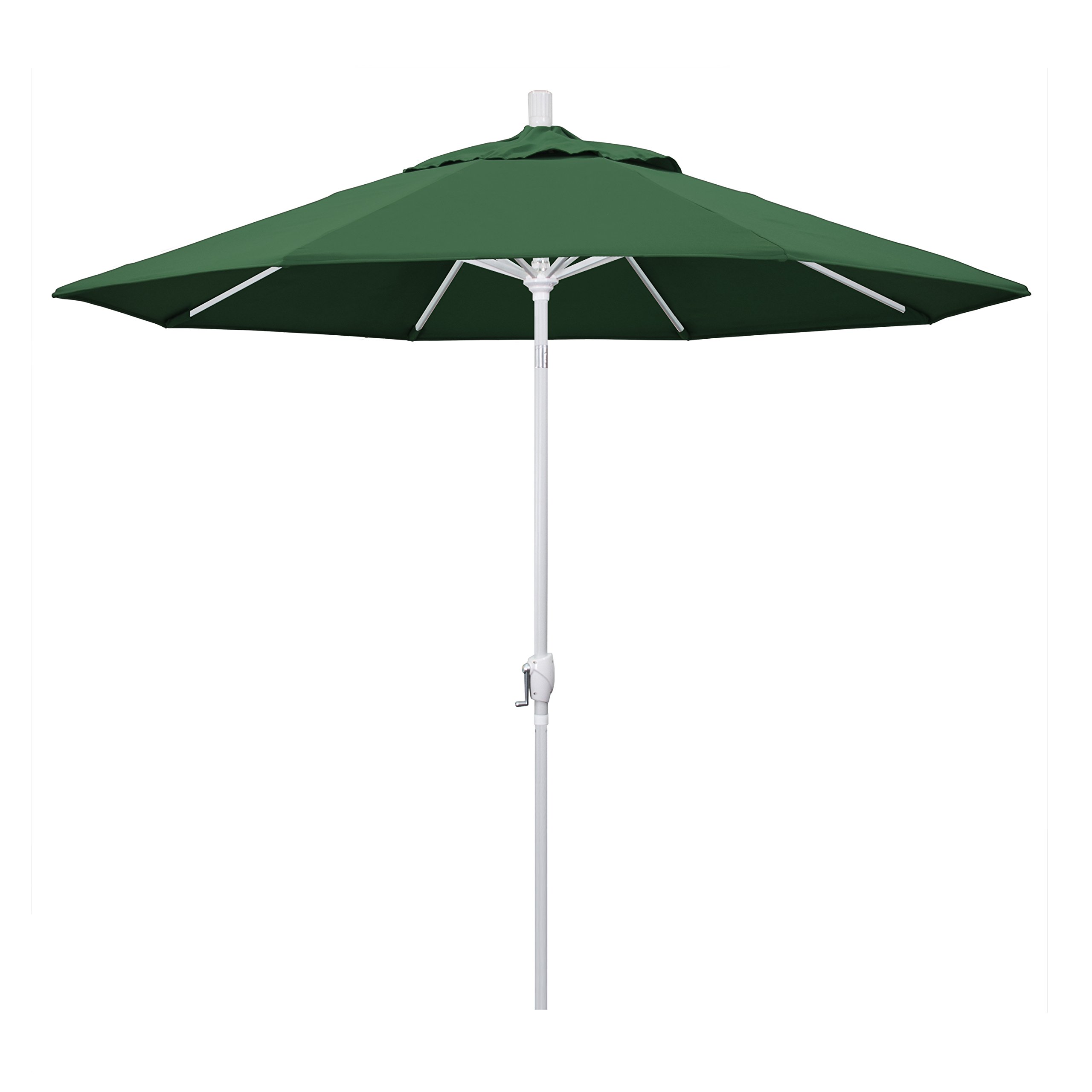 California Umbrella 9' Round Aluminum Market Umbrella, Crank Lift, Push Button Tilt, White Pole, Hunter Green Olefin : Patio, Lawn & Garden