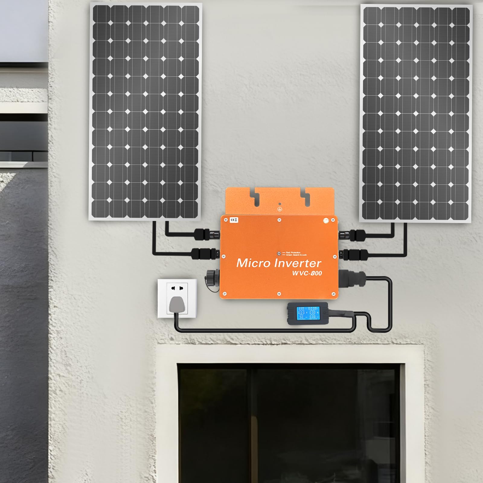 Microinverter 800 W per centrali elettriche da balcone, schermo LCD, inverter solare 22-50 VDC, uscita 230 V AC per uso domestico e commerciale, alloggiamento in alluminio