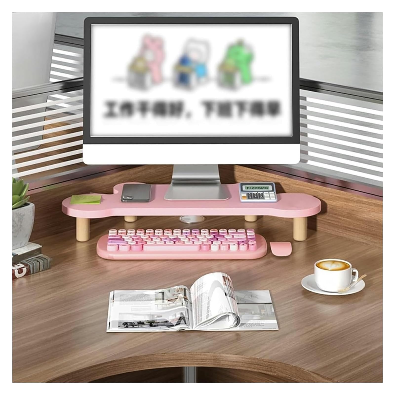 DMBBSAPBSH Corner Desk Monitor Stand, Corner Monitor Stand For Office, Wood Computer Laptop Risers, Triangular Monitors Storage Shelf(9cm (3 1/2"))