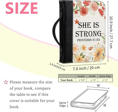 Miniatura 2 de Fundas para la Biblia para mujer, funda de piel sintética con bolsillos y cremallera, funda de transporte de la Biblia de tamaño grande para libros