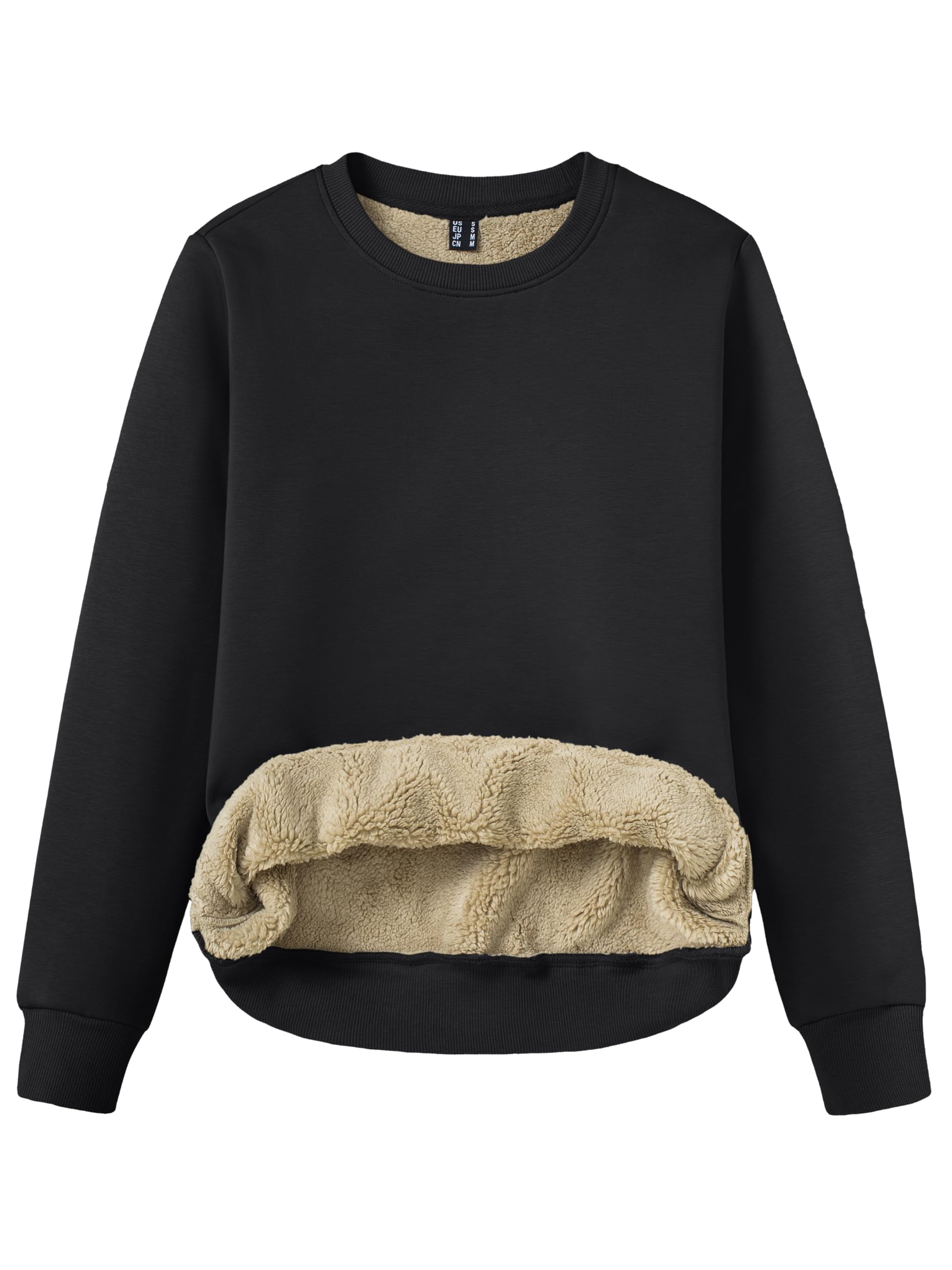 TACVASEN Pullover Damen Sweatshirt Baumwolle Langarmshirt Rundhals Ohne Kapuze Winter Basic Fleecepullover Warme Casual Oberteil Elegant Tops Bluse