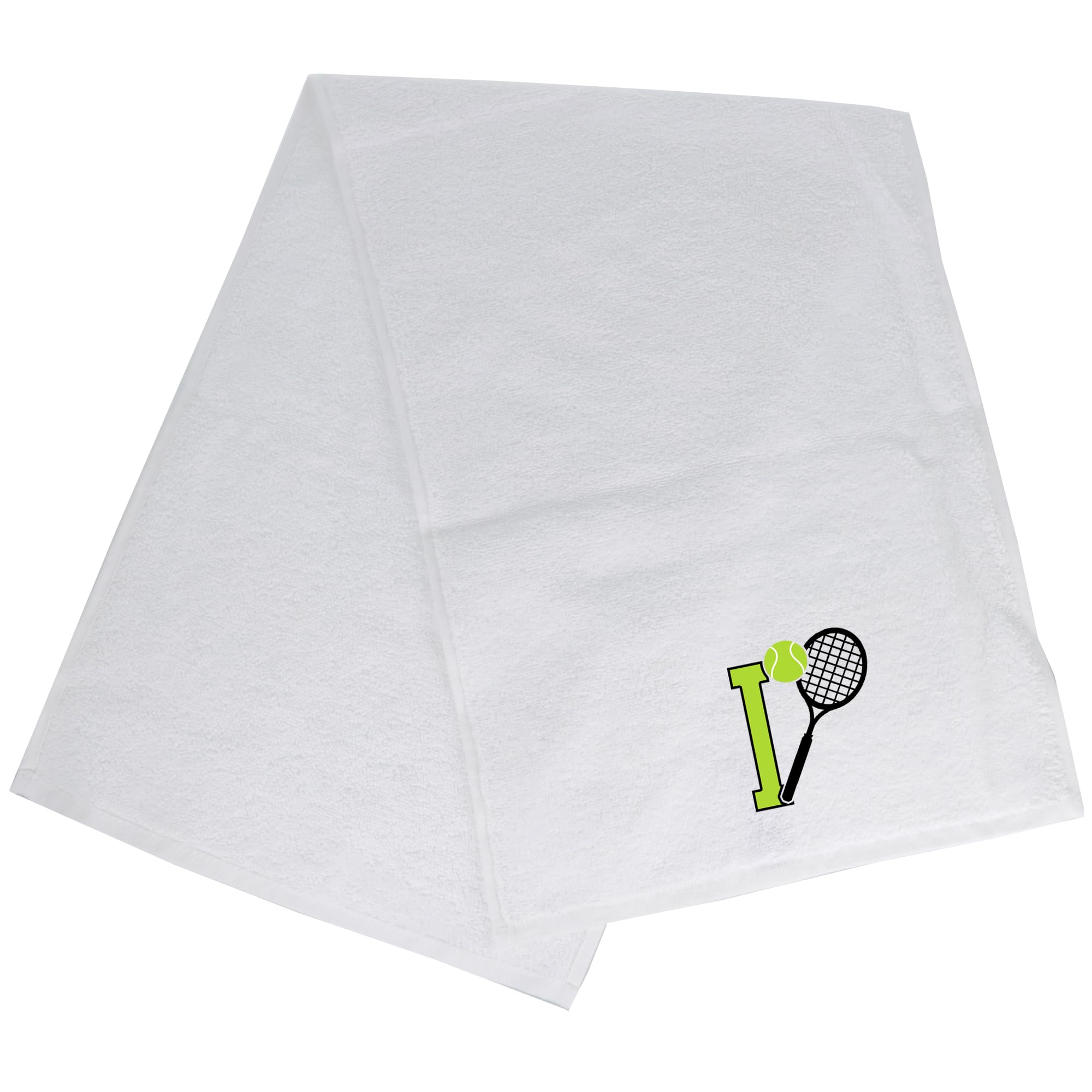 Always Looking Good Tennis Towel with Monogrammed Embroidery Initial Gift for Men & Women, Training Accessory Gift, Gym Towel Present for Tennis Players Birthday, Retirement, Christmas - White, I