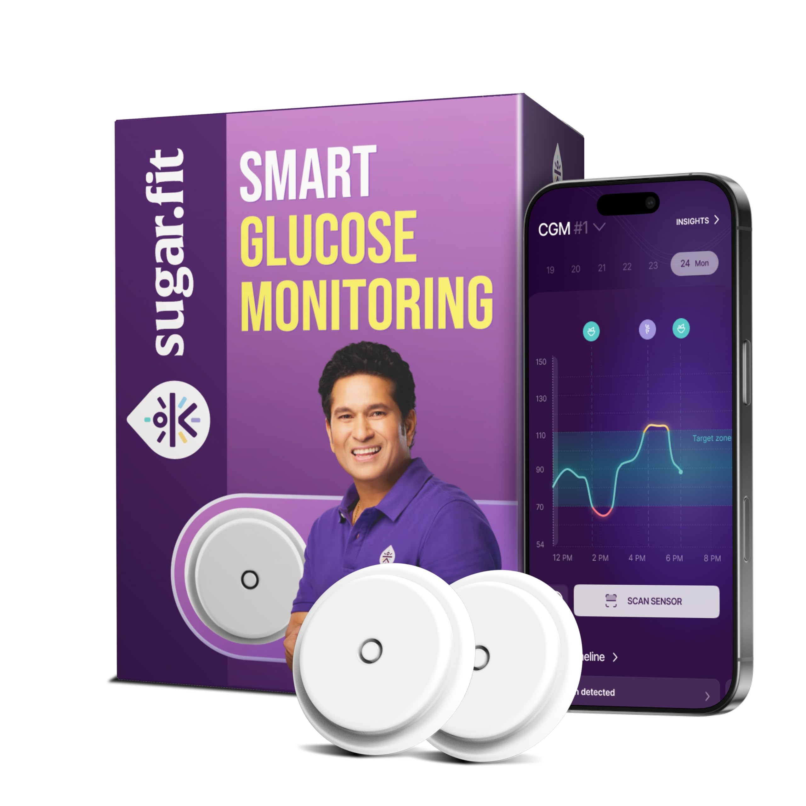 Sugar.fit Smart Glucose Monitoring, Real-Time Blood Sugar Level Tracking, Bluetooth-Enabled, Last upto 15 days, Coach Consultation Included (Pack of 2)-image-15