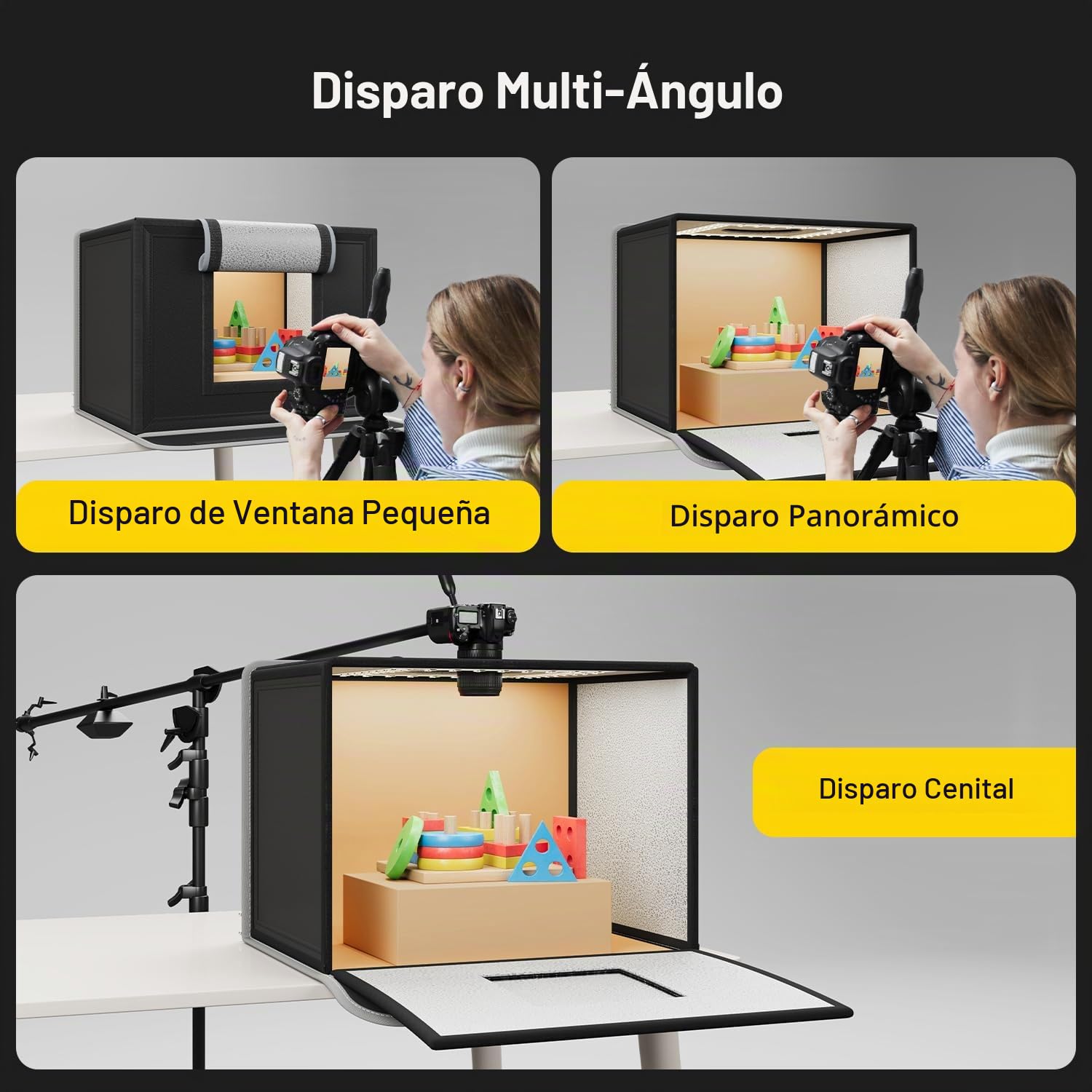 RALENO Caja de Luz 40x30x30cm Portátil para Fotos, Set de Estudio con 6 Fondos (CRI>95, 24W, Brillo Ajustable) para Productos, Joyería, Relojes, Cosméticos
