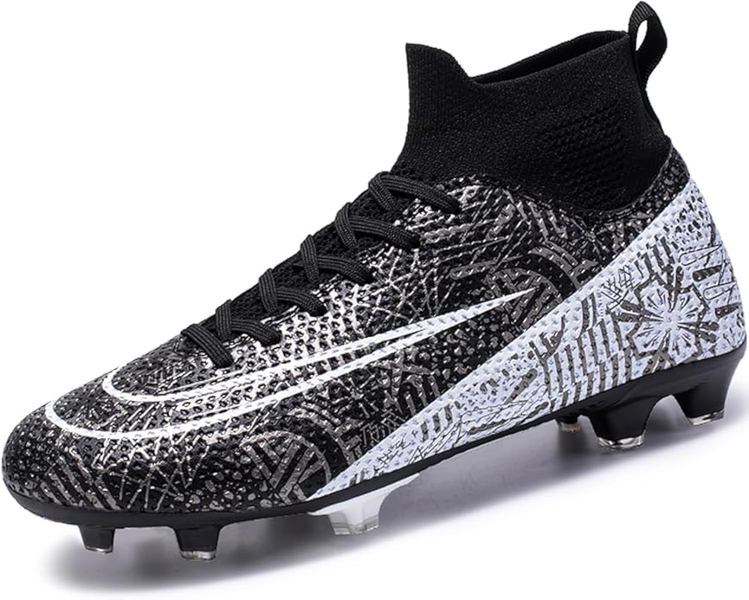 GGEROU Football Boots for Man & Women,High Top Professional Soccer Shoes ,Non-Slipping Football Sneaker Football Boots Soccer Cleats,Soccer Athletics Training Shoes Youth Students 34 EU Narrow Black