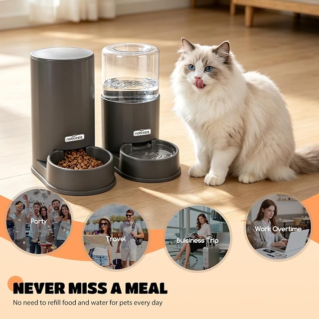 Foto 5 de 7 de Nobleza Comedero Automático y Bebedero Gatos Perros, Dispensador Comida Gatos y Perros 3.8 L