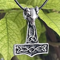 Vista 6 de Viking Thor Jewelry Mjölnir Mjolnir Goat's Ram's Head Baphomet Skane Swedish Goat Ram Thor's Hammer Thor's Hammer - Colgante nórdico para hombre