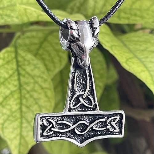 Miniatura 6 de Viking Thor Jewelry Mjölnir Mjolnir Goat's Ram's Head Baphomet Skane Swedish Goat Ram Thor's Hammer Thor's Hammer - Colgante nórdico para hombre,