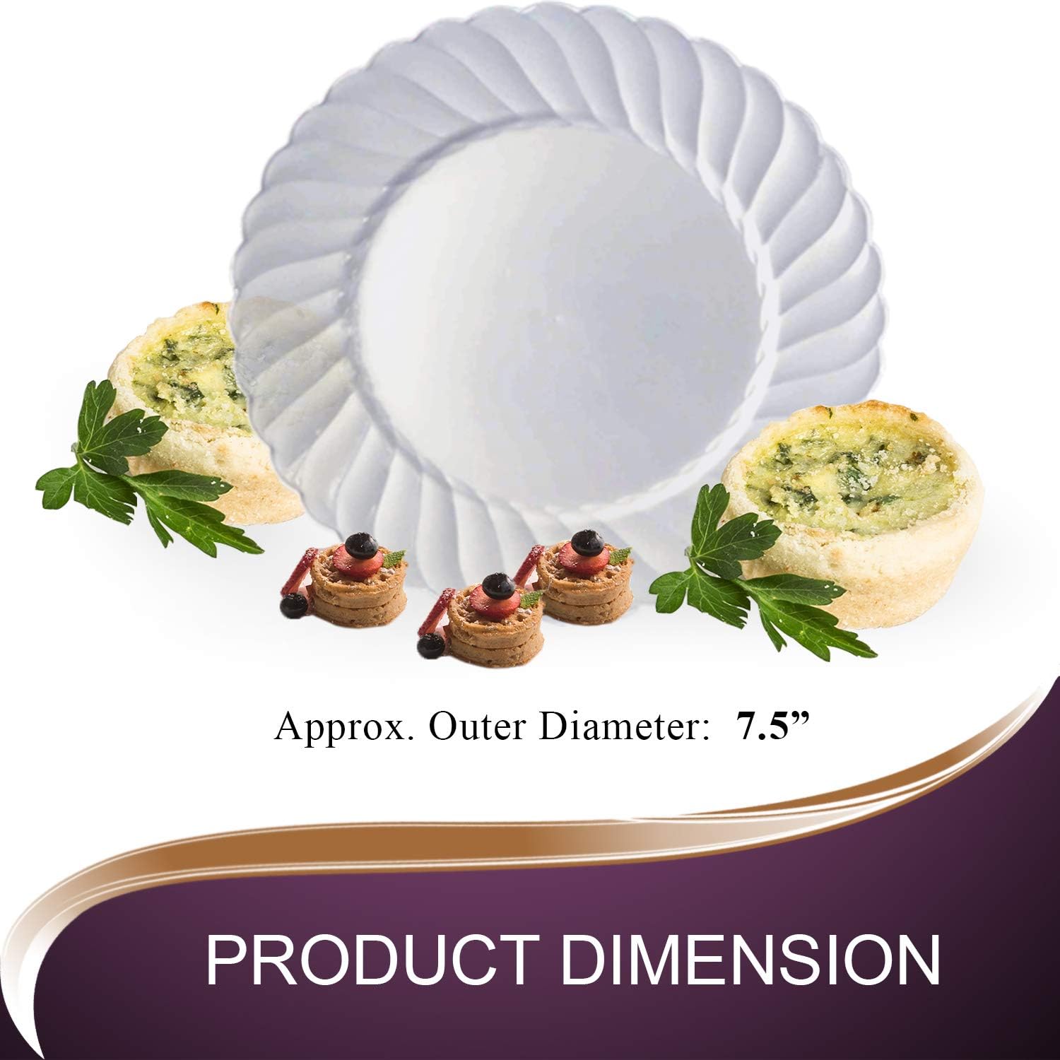 Disposable Plastic Dessert Plates 180 Pcs - 7.5" Heavy Duty Flared Clear Salad Plates - Appetizer Cake Plates - Bulk Party Supplies For All Occasions