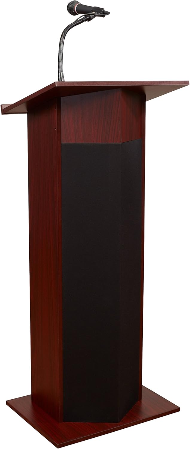Mahogany Multimedia Sound Lectern with Microphone