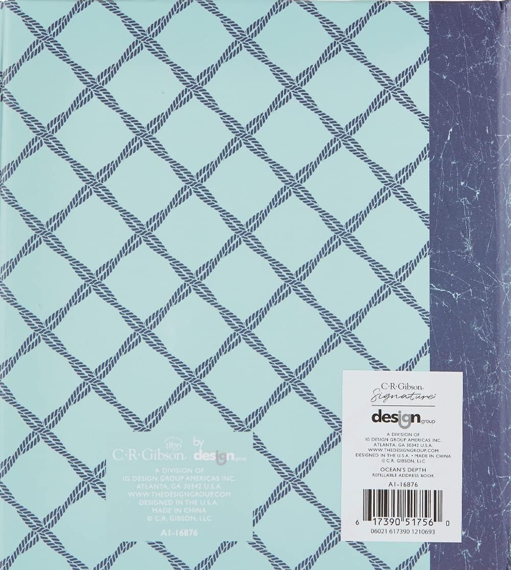 C.R. Gibson 6-Ring Binder Refillable Address Book, Ocean Theme, 6.5'' x 7.25''