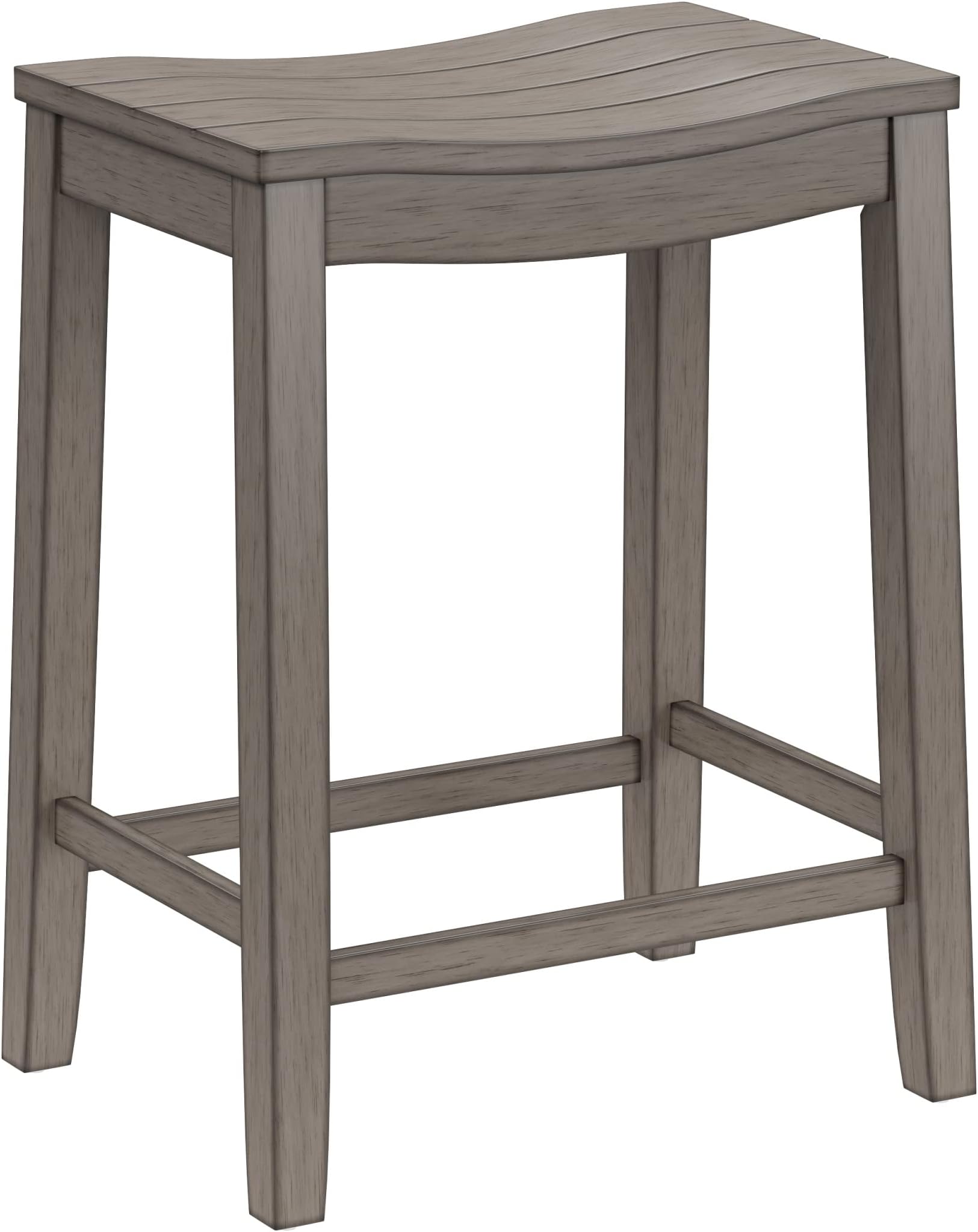Fiddler Wood Backless Counter Height Stool with Saddle-Style Seat, Aged Gray