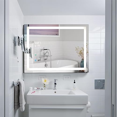 Miniatura 7 de Espejo de tocador LED con luz, espejo inteligente regulable de 24 x 32 pulgadas, espejo antivaho con LED CRI 95+, botón táctil inteligente, luces de