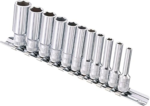 Genius Tools GD-211M - Juego de llaves de vaso de mano profundas, 11 pieza de 1/4" Dr