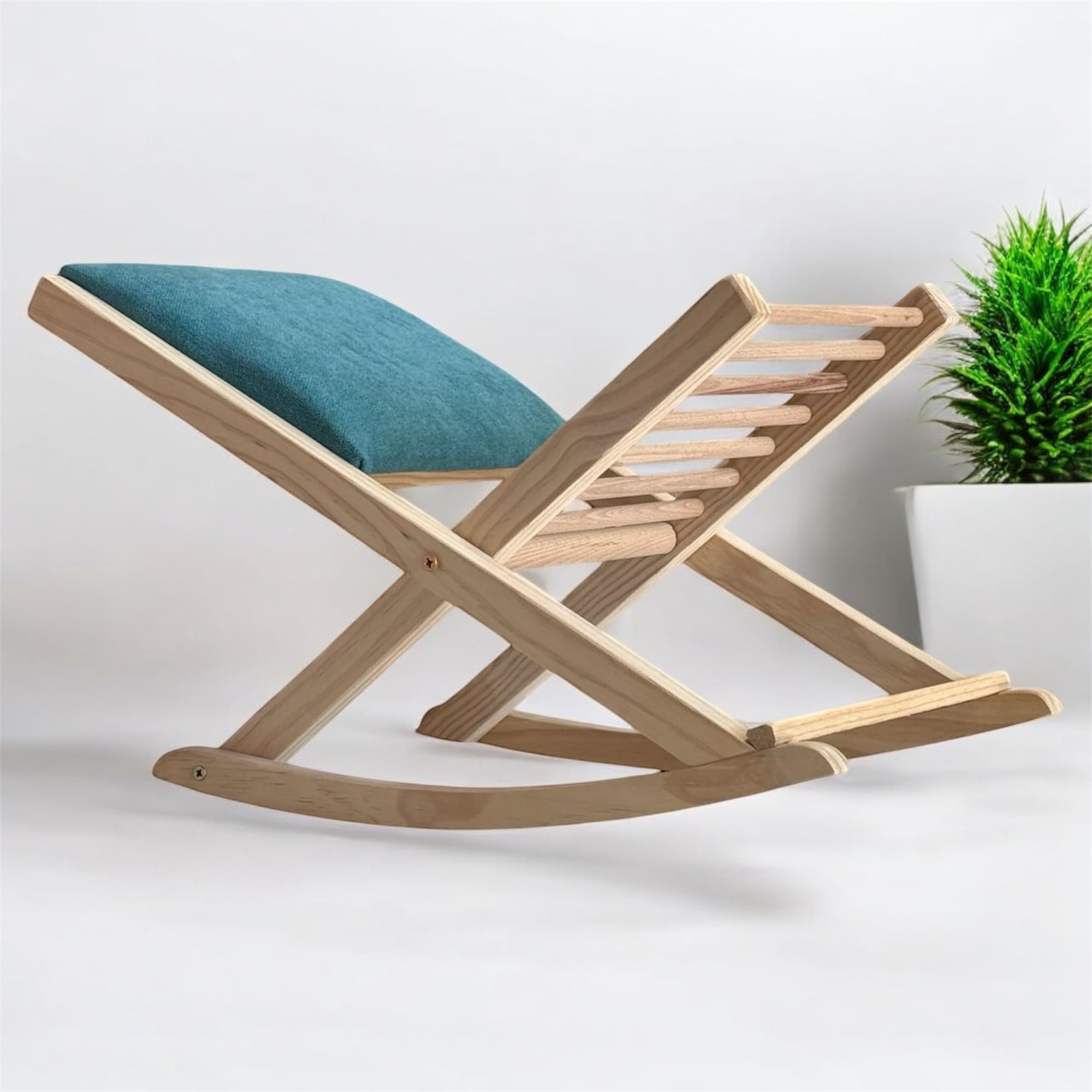 Reposapies Plegable Natural Turquesa