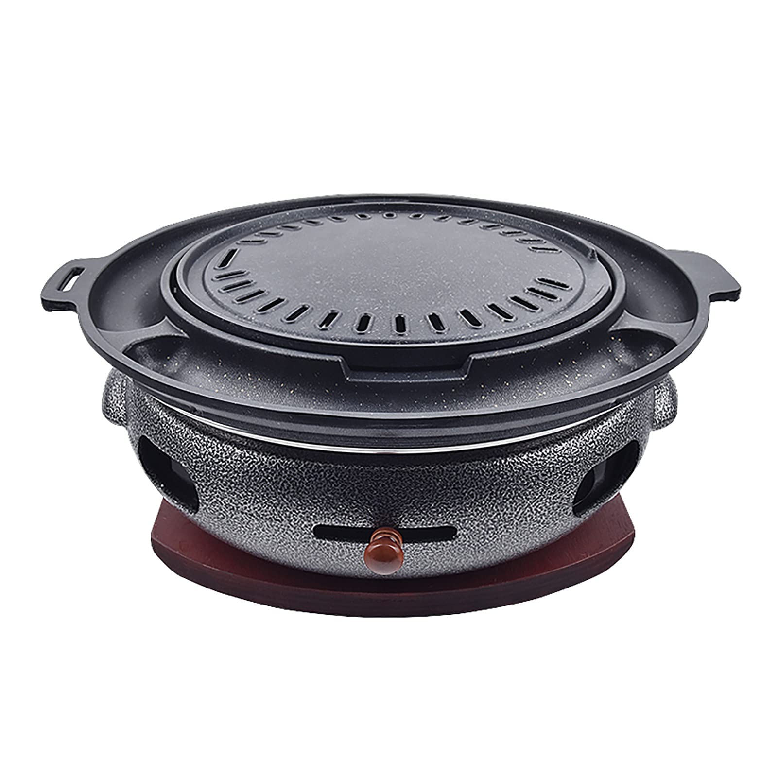 Przenośny bezdymny grill na węgiel drzewny z kolorową drewnianą tacą 32 cm x 10,5 cm idealny na kemping i pikniki idealny sprzęt do gotowania na świeżym powietrzu