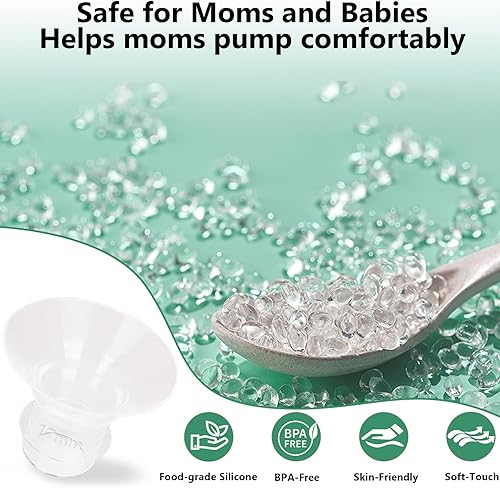 Miniatura 3 de 2 piezas de insertos de brida de 0.669 in y 1 par de correctores de pezón de silicona, inserto de brida compatible con extractor de leche