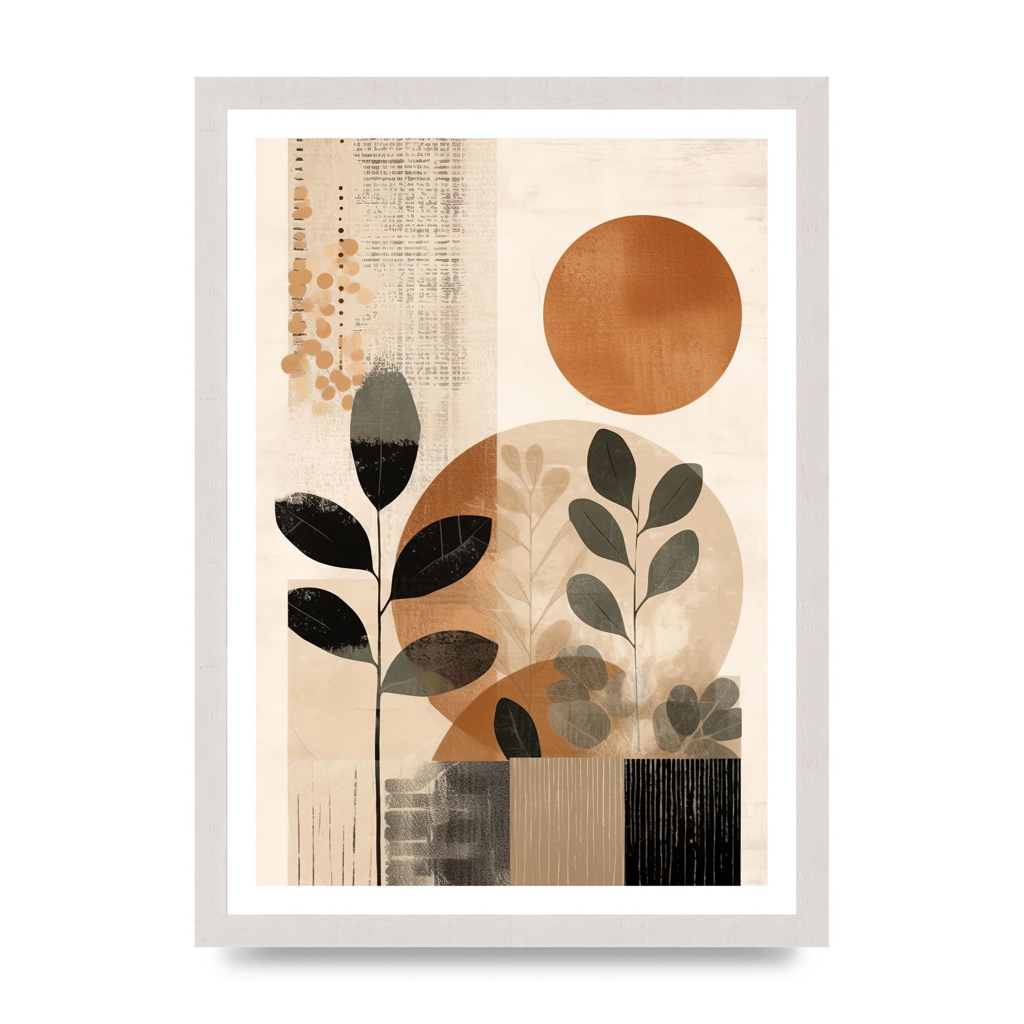 Lithobee - Abstract botanical art Home Wall Art Prints in Sizes A2, A3 & A4 Framed in a Stylish Quality Coloured Frame or Unframed - A3 White Saw Cut Grain Frame