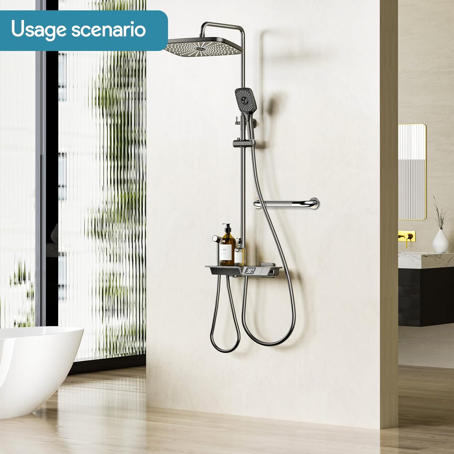 Gorgeous Grab Bars for Shower, 2 Pack 16 Inch Anti-Slip Bathroom Grab Bar, 304 Stainless Steel Shower Handle for Elderly, Pregnant, Children, Handicap Senior
