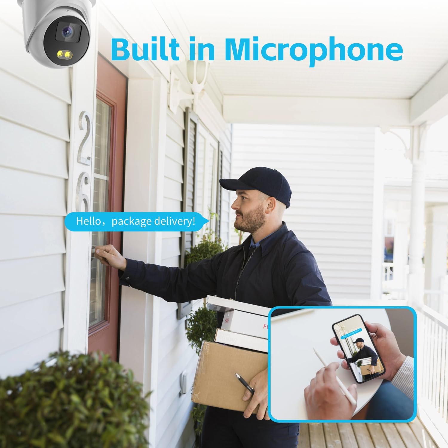 DS-2CD2387G2-LU 2.8mm Hik 8MP Color-VU PoE IP Camera, Outdoor Indoor 4K Turret Network Camera with 24/7 Colorful Image, Human/Vehicle Detection, Built-in Mic, Compatible with Hik NVR, IP67 Waterproof