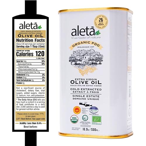 Miniatura 2 de Aleta Farms - Aceite de oliva virgen extra, orgánico USDA, aceite de oliva rico en polifenoles de una sola finca, prensado en frío, premios globales