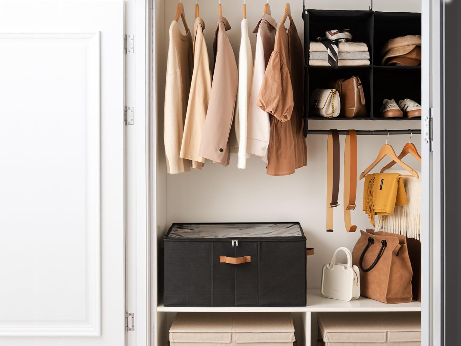 StorageWorks Shoe Organizer with Two 3-Shelf Separable Closet Hanging Shelves