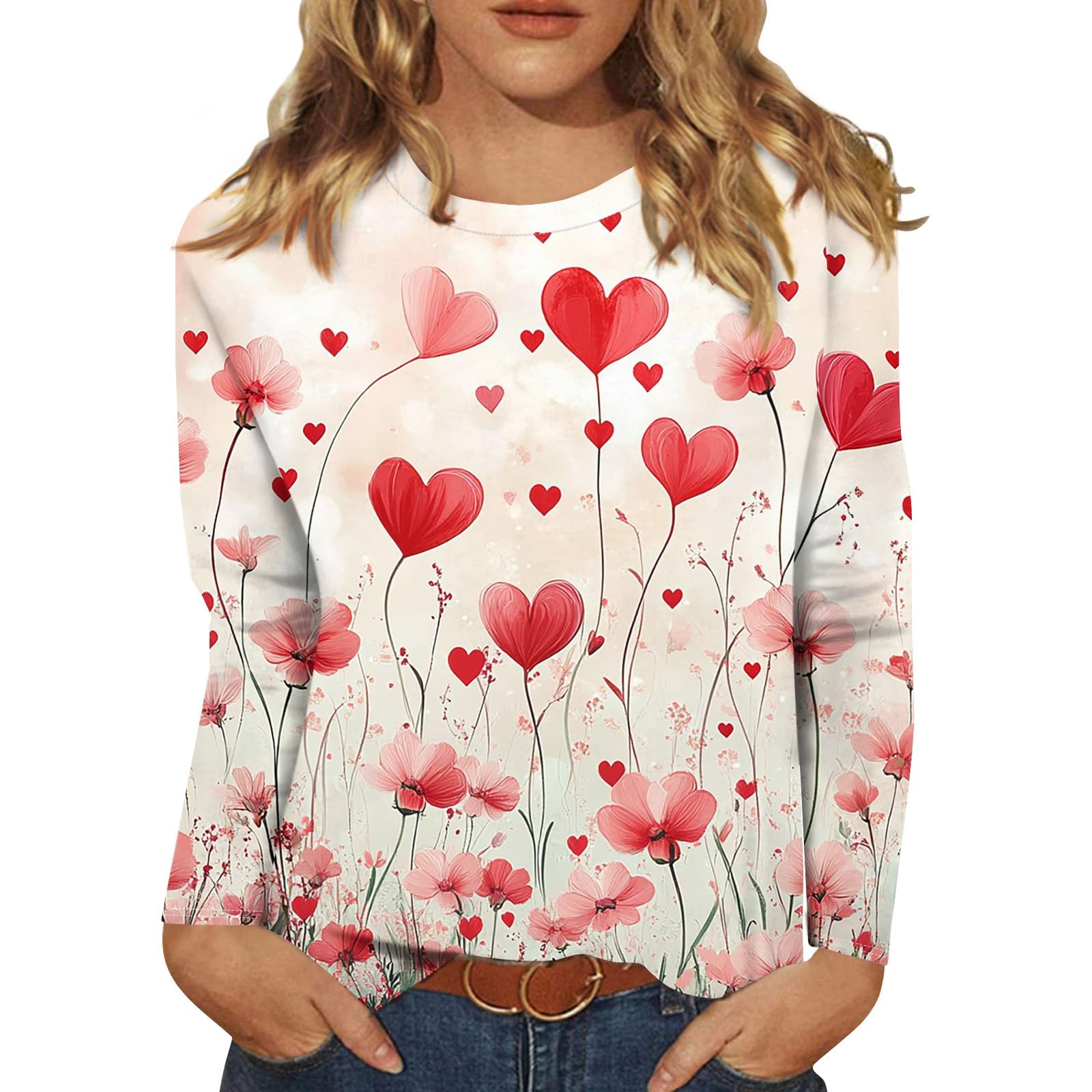 Vintage Tees for Women Women's Fashion Casual Round Neck Long Sleeve Printed T-Shirt Top