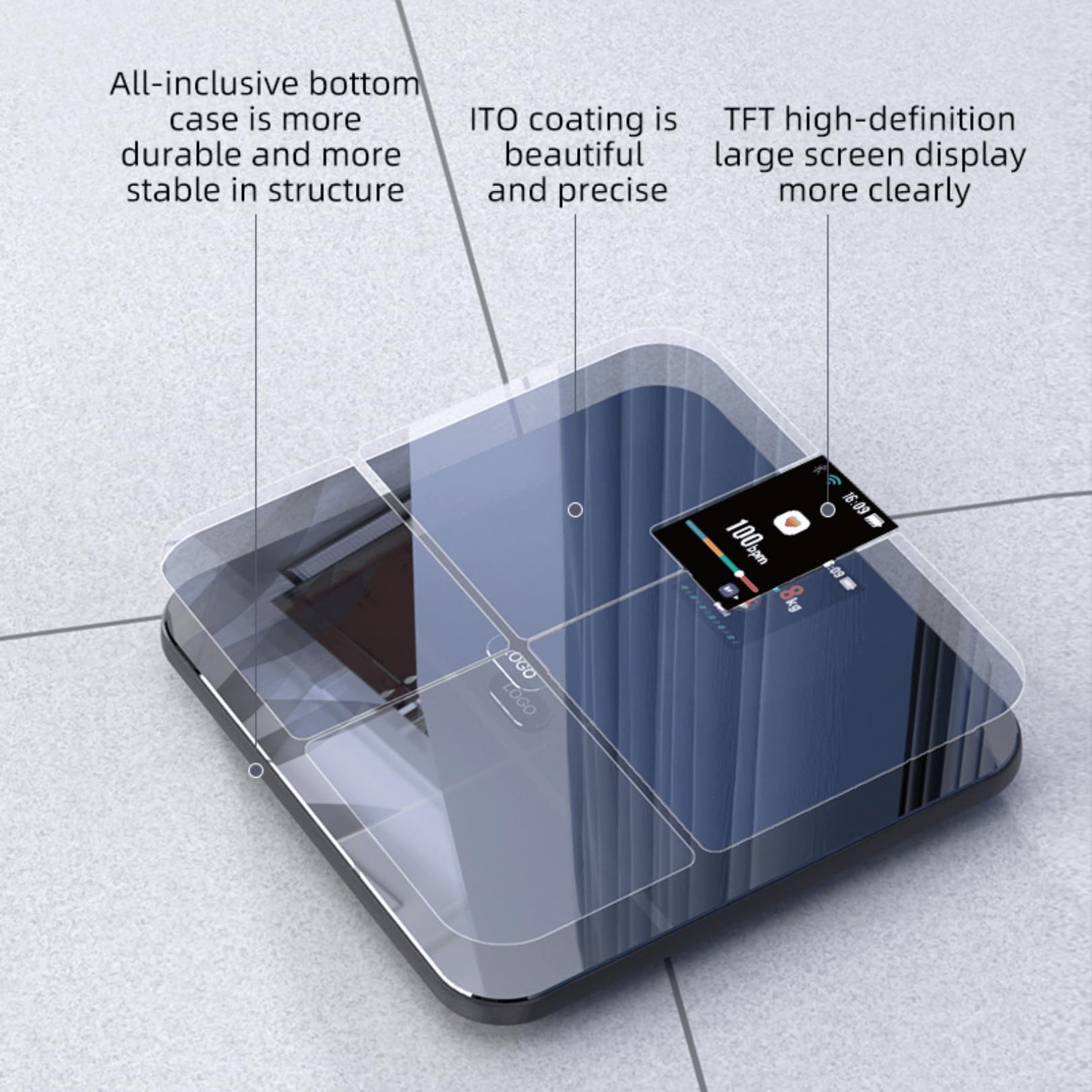 Balance Pese-Personne Digitale Professionnel 180 kg - Impédancemétrie avec WiFi & Bluetooth, 16 Paramètres BIA, Haute Précision 0,1 kg, 4 Électrodes et Écran Couleur TFT