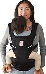 Ergobaby Alta Porte-bébé Hip pour bébés et tout-petits 4-48 mois (12-45 lb) - 3-Position Convertible porte-bébé ergonomique avec poche de rangement, hotte solaire, positionnement Hip-Healthy - Onyx Noir
