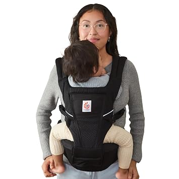 Ergobaby Alta Hip Seat Baby Carrier for Babies and Toddlers 4-48 Months | 3-Position Convertible Ergonomic Baby Carrier, Storage Pocket, Sun Hood, Hip-Healthy Positioning, Fits 12-45 lbs, Onyx Black