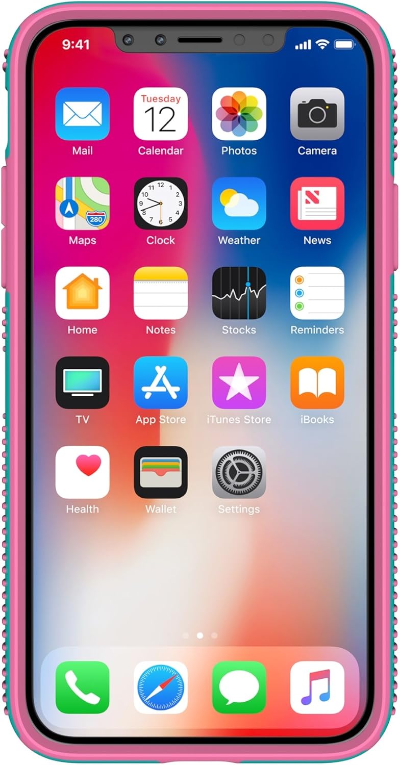 Speck Products CandyShell Grip Cell Phone Case for iPhone XS/iPhone X - Caribbean Blue/Bubblegum Pink