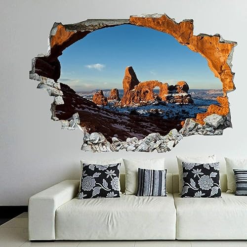 USA Parks Utah Arches Parque Nacional Crag Snow Arch - Calcomanía de pared con diseño de paisaje 3D de ruptura en 3D, calcomanía de pared divertida