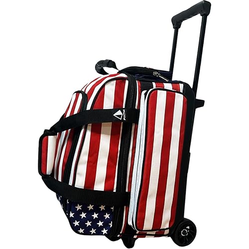 Pyramid Deluxe Double Roller 2 Ball Bowling Bag with Large Separate Shoe Compartment (Up To 2 Pairs Of Shoes) and Accessory Pockets, Sturdy Square Handle - Extends to 40" - Pro Options Available