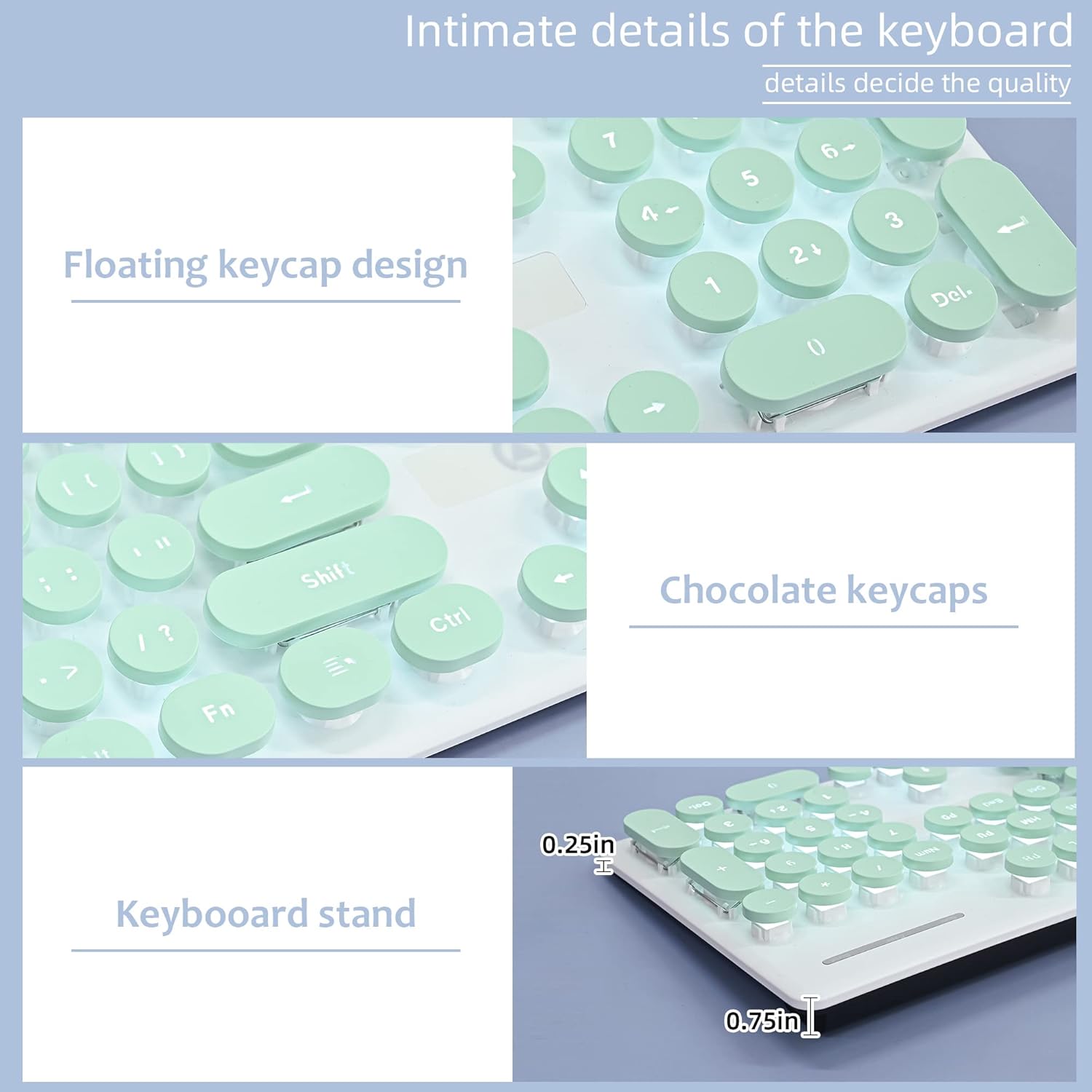 Wired Quiet Membrane Keyboard,Full Size 104-Keys Retro Punk Typewriter White LED Backlit ，USB Ultra Slim Gaming Keyboard with ABS Round keycaps for Windows/PC/Laptop (Green)