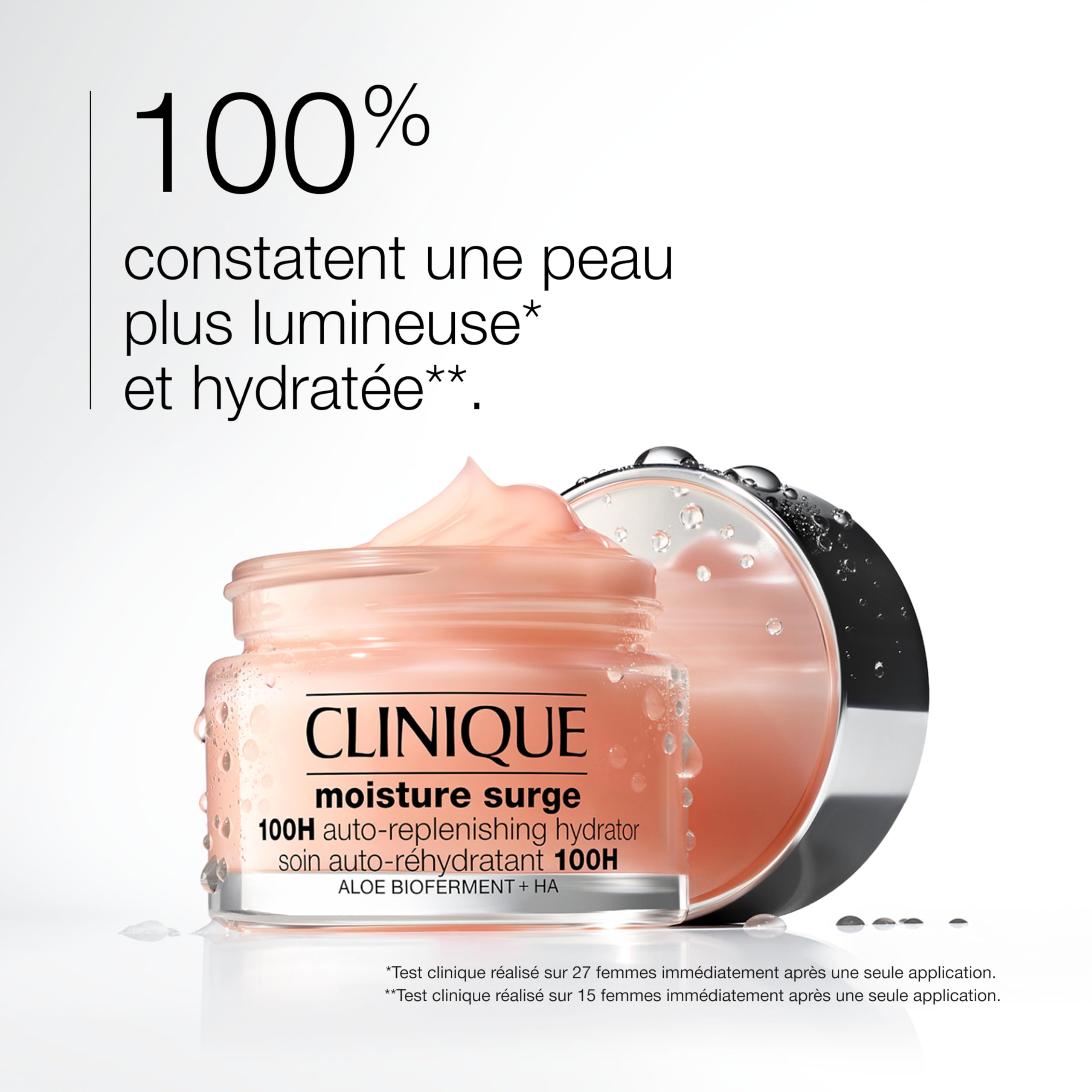 Clinique Moisture Surge Soin Auto-Réhydratant 100H à l'Acide Hyaluronique + Bio-Ferment d'Aloe Vera Tous types de peaux | Crème hydratante