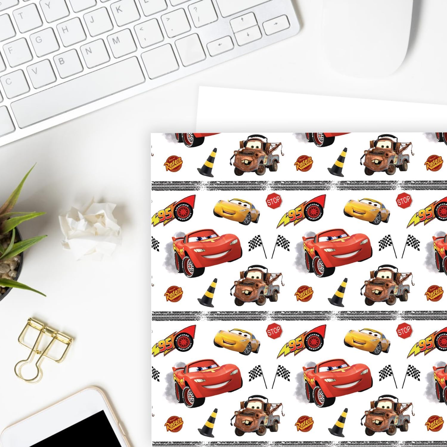 4Pack Wrapping Paper 20X30 inch for Baby Shower Kids McQueen Birthday Party Decorations Wedding DIY Crafts Gift Packing Birthday McQueen cars Decoration (car)