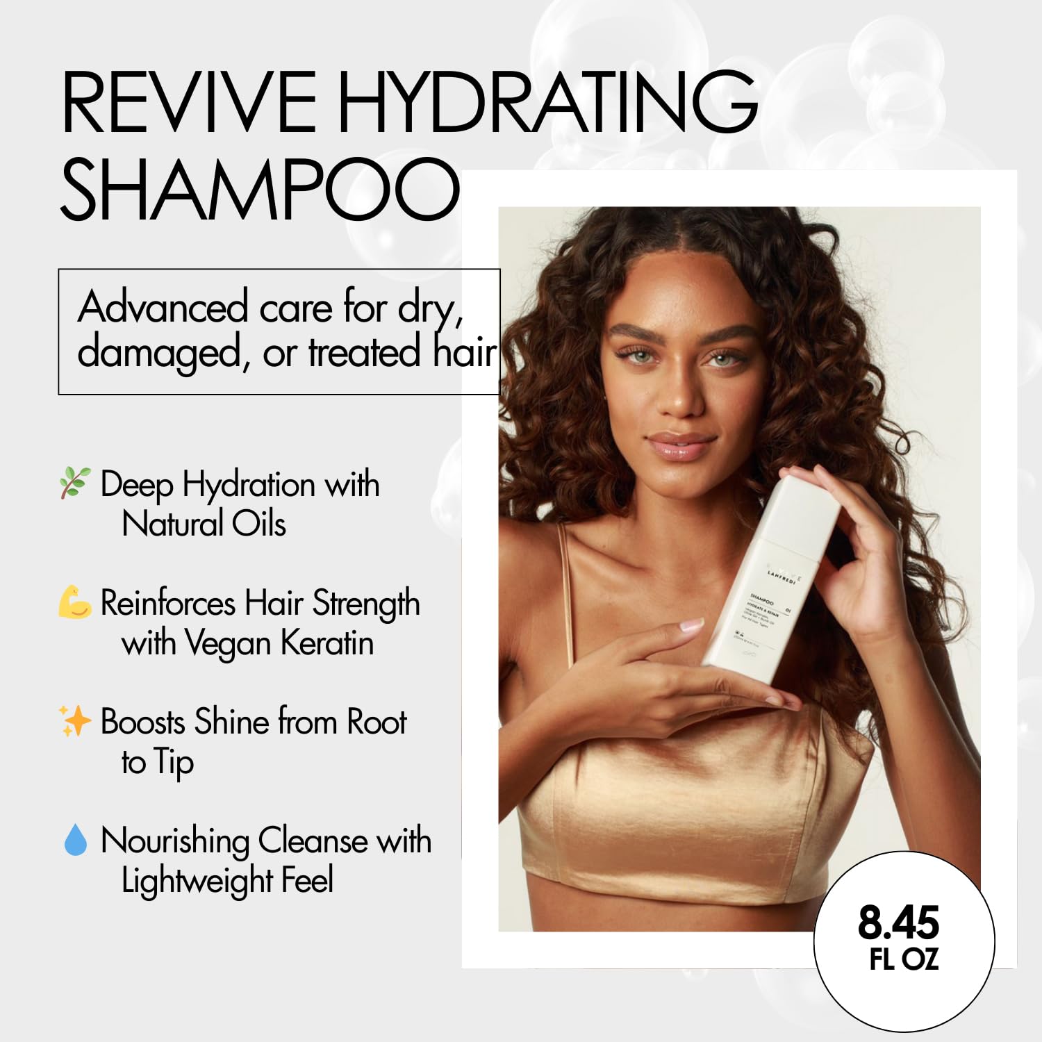 Revive Hydrating Shampoo 8.45 fl oz | Vegan Keratin, Natural Oils & Amino Acids | For Dry, Frizzy, Damaged, Chemically Treated & All Hair Types - Image 2