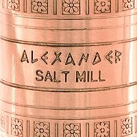 Vista 4 de El molinillo griego original de sal, 8 pulgadas de alto, molinillo europeo de cobre con manivela, molinillo manual y recargable para sal