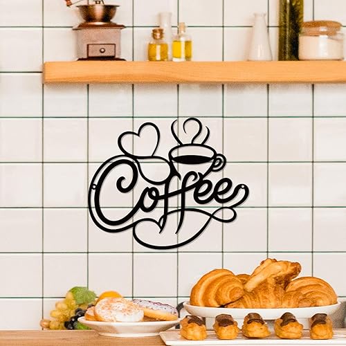 Miniatura 2 de Piefectpie Arte de pared de metal para decoración de pared de café, bar, cafetería, línea de arte, dibujo, escultura de pared, decoración de