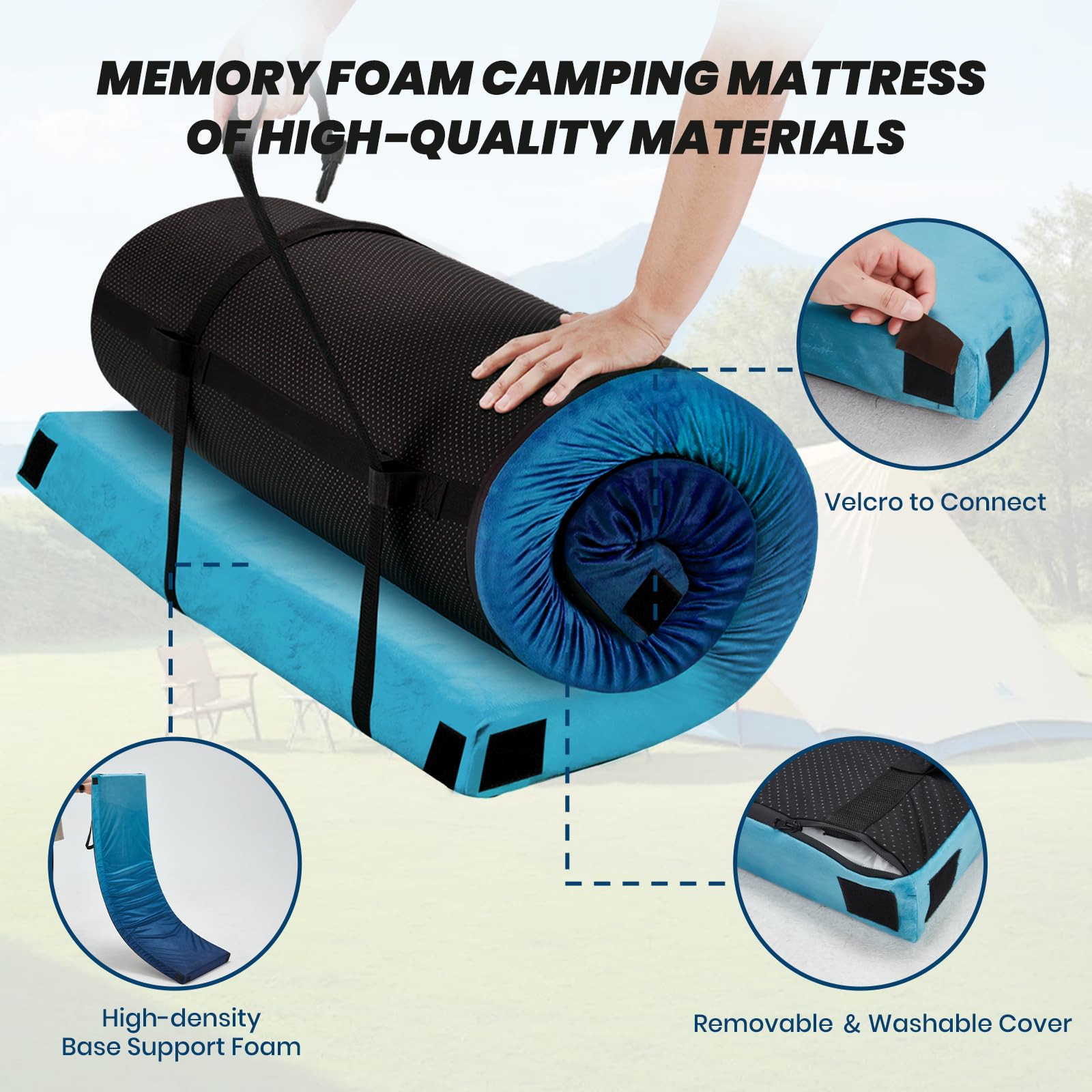 isomatte zeltboden Memory Foam Camping Matratze Isomatte, Tragbare Rollmatratze mit Reisetasche, 7,6 cm wasserdichte Campingmatte für Auto-Zeltboden, bequeme Schlafmatten für Gäste und Erwachsene Sport & Freizeit Top Gear (@BBC_TopGear) / Farbe:Galaxy Grau ch1