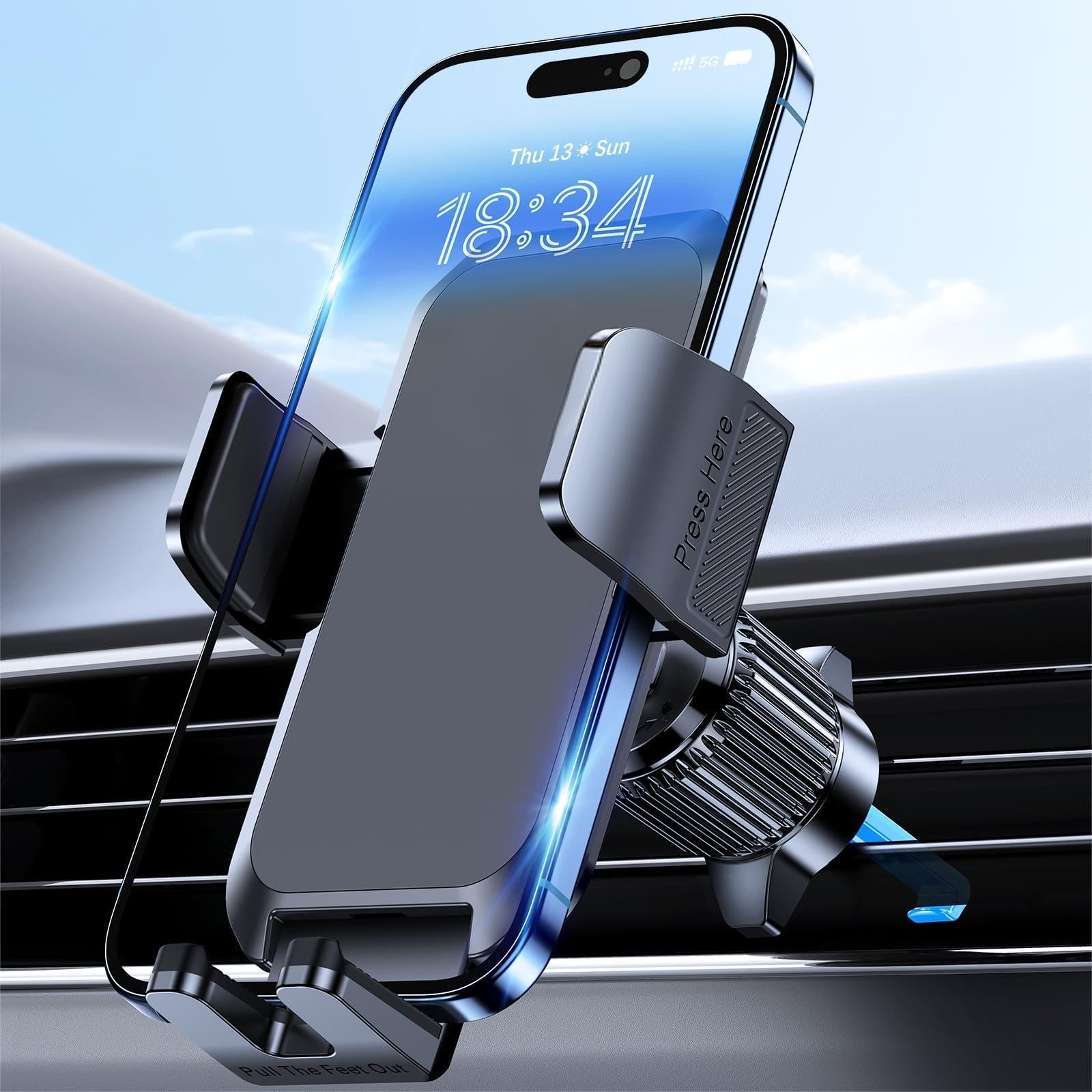 Car Phone Holder for Toyota Supra 1993-2026, Stable Double Steel-Hook Air Vent Car Phone Mount Cradle Rotation One Button Release Mobile Phone Holder