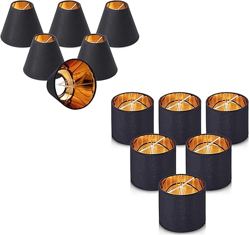 Wellmet Juego de 6 pantallas de lámpara de araña, solo para bombillas CANDELABRA, pantalla de lámpara con clip, juego de 6