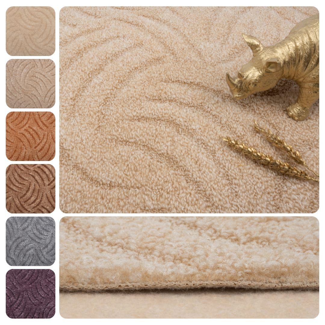 Teppichboden Meterware Auslegware Schlinge Hoch Tief, 2m und 3m (teilweise) 4m 5m breit, Variante: beige hell-braun, 550x400cm